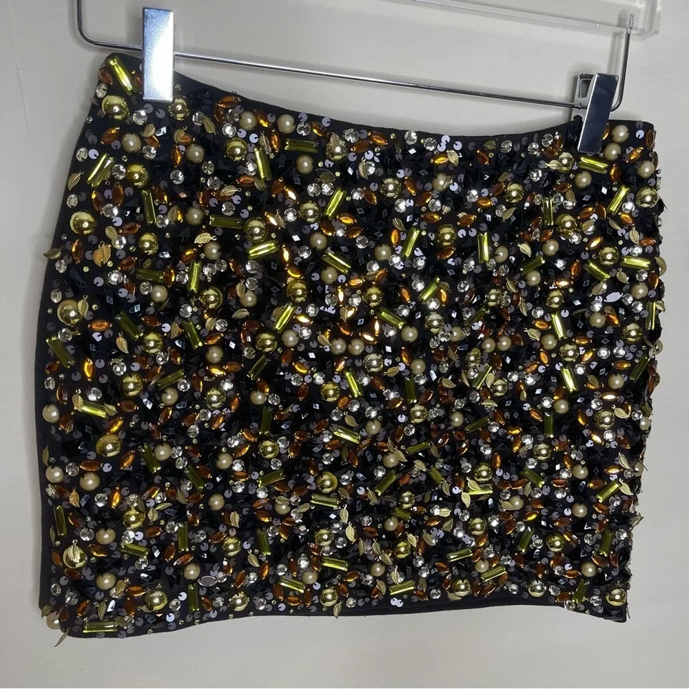 H&M SKIRT/BEADED ACCENTS IN GOLD,AMBER AND BLACK